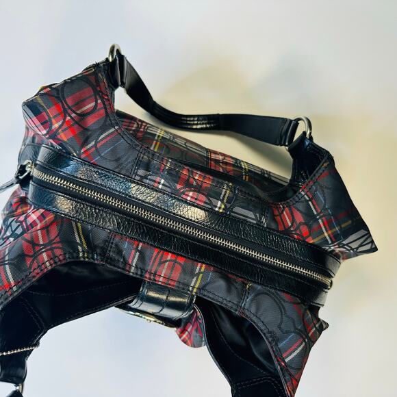 Vintage Y2K Coach Soho Lynn Pleated Tartan Plaid Buckle-Flap Hobo Shoulder Bag - Picture 6 of 10